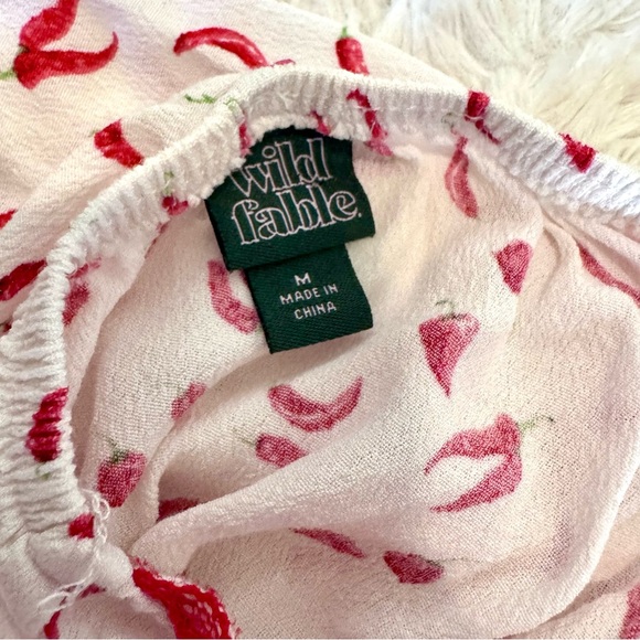 Wild Fable medium Chili Pepper Mini Dress | White & Red Lace Trim Halter - Picture 5 of 6